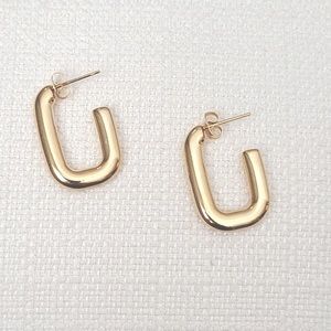 14k Gold Plated Rectangle Hoops